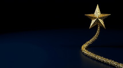 Wall Mural - A golden star symbol at the peak of an upward trend line, representing financial success, no background