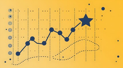 Poster - A shooting star icon attached to an ascending chart line, symbolizing top performance in a business report, no background
