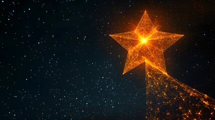 Poster - A clean, glowing star symbol at the top of a line graph, representing rapid financial growth, no background