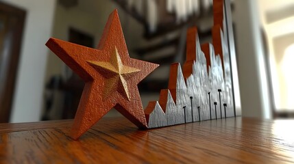 Poster - A rising star symbol hovering above an upward performance graph, clean and modern design, no background