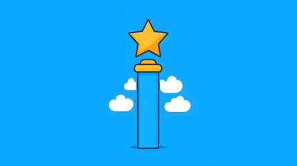 Aufkleber - A minimalist rising star icon at the top of a clean bar chart, symbolizing emerging success in reports, no background