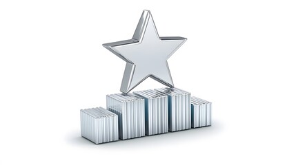 Poster - A silver star icon rising with a bar graph, representing exceptional business growth, no background