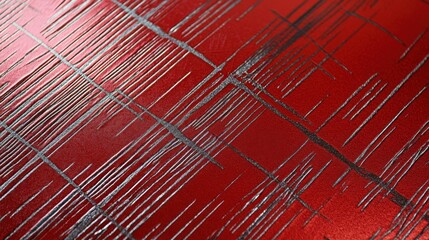 Paper with glossy red texture and embossed silver grid pattern, delivering a bold metallic foil effect for striking luxury packaging or high-end branding.