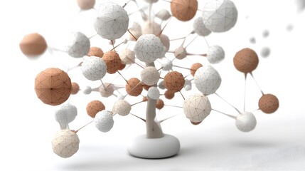 Poster - A 3D decision tree diagram, showing distinct nodes and branches, representing a data-driven business decision model, no background