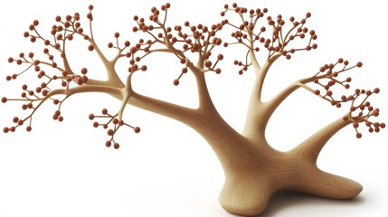 Poster - A 3D decision tree diagram with clear paths, each branch leading to a unique outcome, representing decision-making in data analytics, no background