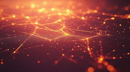 Poster - Interwoven lines and glowing dots representing a digital network on a gradient tech background
