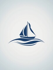 Aufkleber - A sleek sailboat gracefully navigates calm waves in a tranquil setting, reflecting the peacefulness of a sunny day. Generative AI