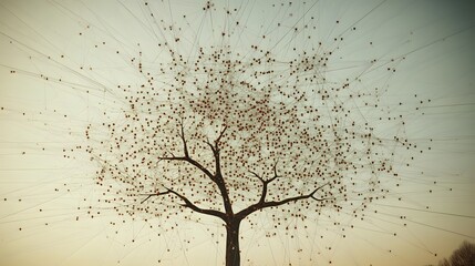 Poster - A high-definition decision tree model with sharp lines and branching paths, each node representing a business decision, no background