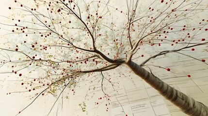 Poster - A high-resolution view of a decision tree model with multiple branches, each segment representing a different decision path in business, no background