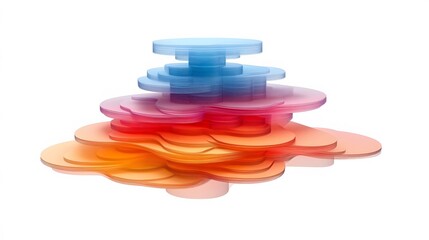 Poster - A 3D K-Means clustering diagram with distinct clusters separated by color gradients, representing customer segmentation, no background