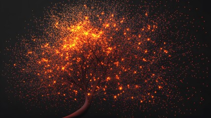 Poster - A glowing 3D K-Means model, with clusters of data points grouped around bright centroids, each cluster in a different color, no background