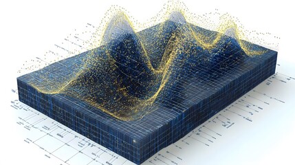 Poster - A detailed 3D diagram of a predictive model with the text 'ML' embedded in the design, no background