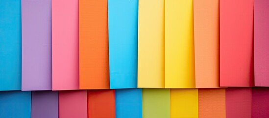 Wall Mural - Rows of vibrant construction paper placed neatly with copy space image