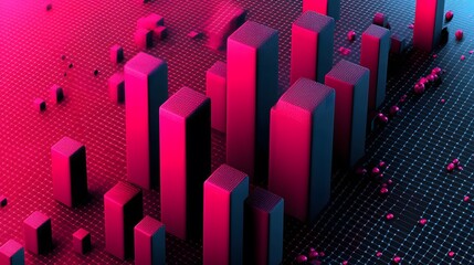 Poster - A glowing 3D bar chart representing machine learning outcomes, with the words 'Machine Learning' integrated into the design, no background