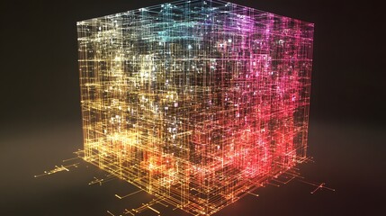 Poster - A glowing 3D neural network diagram, with 'ML' prominently displayed at the center, no background