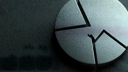 Poster - A close-up of a pie chart with an arrow up symbol, illustrating upward momentum in market share growth, designed with sleek metallic textures