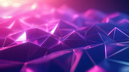 Poster - polygonal mesh glowing with light, floating on a futuristic digital background