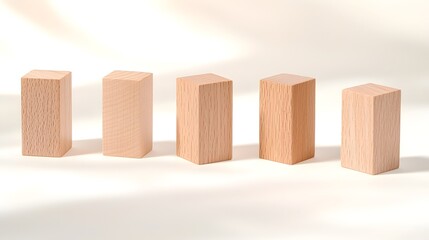 Poster - Artistic Handmade Wooden Block Graph - Captivating Light and Shadow Play with Varying Heights and Smooth Finish for Modern Decor
