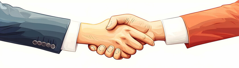 Vector Illustration Handshake Business Deal Clean Flat Design Image Two Hands Shaking Agreement Simple Lines Colors Infographics Isolated White Background Partnerships Agreements Concept