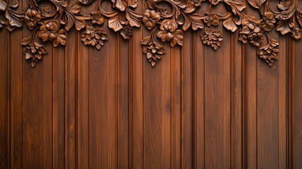 Intricate wooden carving design on a decorative panel with floral motifs.