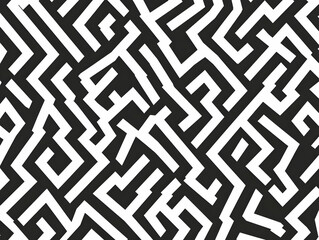 Wall Mural - Flat White Labyrinth Outline Tiles Seamless Pattern - Simple White Maze Design Illustrating Journey to Mental Wellness for Janeiro Branco - Flat Vector Illustration for Smart Business Use