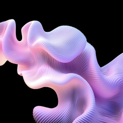 Poster - Trendy colorful futuristic organic ribbed 3D shape background. Distorted melted fluid shape. Ai generated