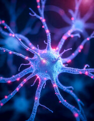 Poster - a sci-fi visualization of bioluminescent neurons and synaptic networks