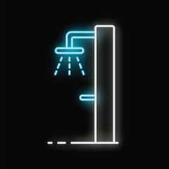 Poster - Blue and white neon shower sign, great for hygiene related designs