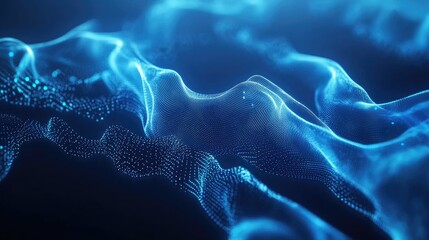 Poster - Blue AI data visualization with flowing lines and copy space for your message