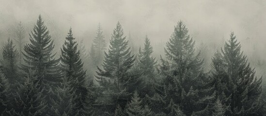 Wall Mural - A group of pine trees displaying varied shades of gray creating a natural textured backdrop with available copy space image
