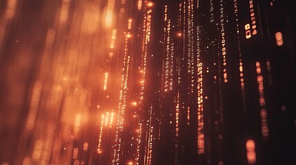 Poster - Digital matrix background with flowing binary code and AI symbols, offering space for copy