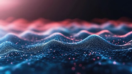 Poster - Futuristic digital background with interconnected lines and nodes, perfect for AI technology concepts. Copy space available