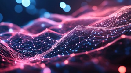 Poster - Futuristic digital display with AI neural network patterns, perfect for copy space