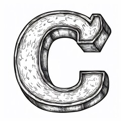 Poster - Clean handdrawn letter C with a simple black and white design Perfect for kids' learning and coloring activities