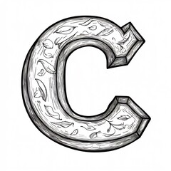 Poster - Clean handdrawn letter C with a simple black and white design Perfect for kids' learning and coloring activities