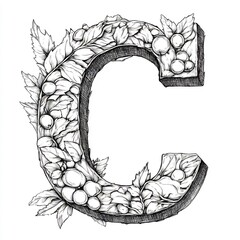 Poster - Clean handdrawn letter C with a simple black and white design Perfect for kids' learning and coloring activities