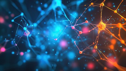 Poster - Neural network-inspired digital background with vibrant colors, leaving room for copy or branding
