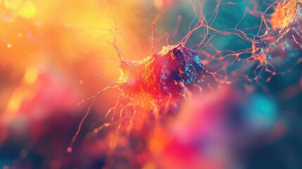 Poster - Neural network-inspired digital background with vibrant colors, leaving room for copy or branding