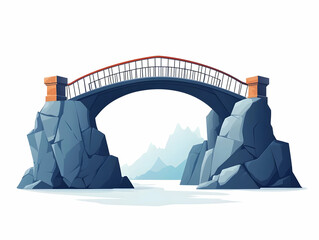 Canvas Print - Flat Flying Bridge Over Gap Symbolizing Overcoming Business Challenges Vector Illustration of Bridge Connecting Cliffs for Infographics and Motivational Materials in Smart Business Tone - Weightless D