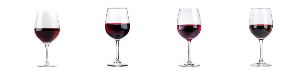 Glass of deep red wine with a full-bodied appearance and a rich aroma. isolated on transparency background