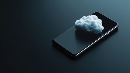 Leinwandbilder - Cloud hovering over smartphone screen, representing cloud computing and technology