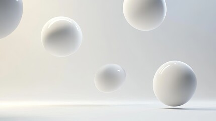 Fototapete - Abstract 3D shapes floating in a clean white space, perfect for copy or branding