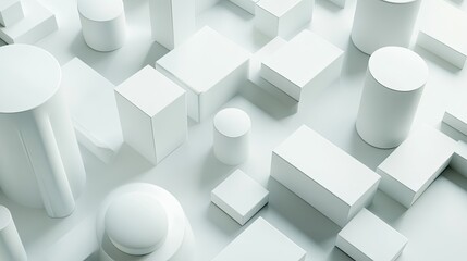 Fototapete - Abstract 3D shapes in a clean white background, perfect for text or branding