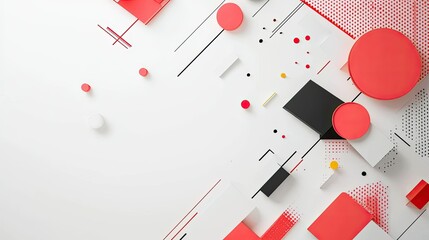 Fototapete - Abstract geometric shapes on a white background, modern design with ample space for copy