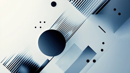 Fototapete - Abstract geometric shapes on a white background, modern design with ample space for copy