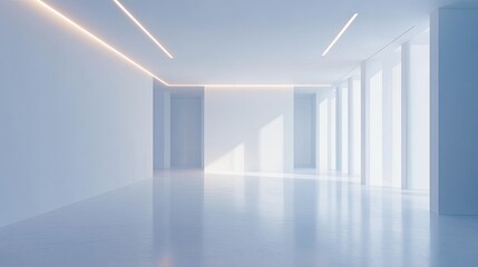 Poster - Abstract modern art installation in a clean white room, perfect for adding copy or branding