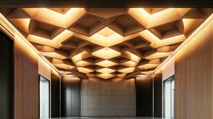 Leinwandbilder - Abstract modern ceiling design with geometric patterns and ample copy space