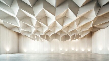 Leinwandbilder - Abstract modern ceiling design with geometric patterns and ample copy space
