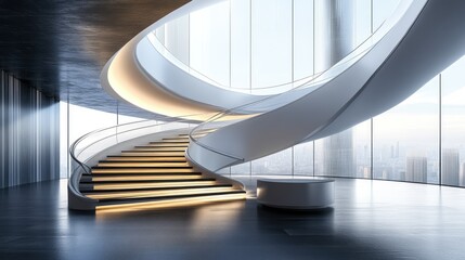 Leinwandbilder - Abstract modern staircase with sleek design and ample space for copy
