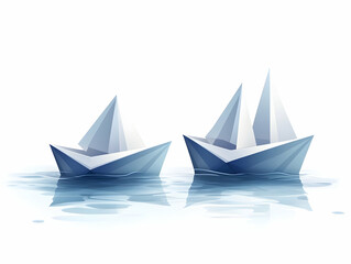 Canvas Print - Flat Paper Boats from Business Contracts Sailing in Air Isolated on White Background - Vector Illustration Symbolizing Business Agreements Navigation and Compromises in Smart Business Tone